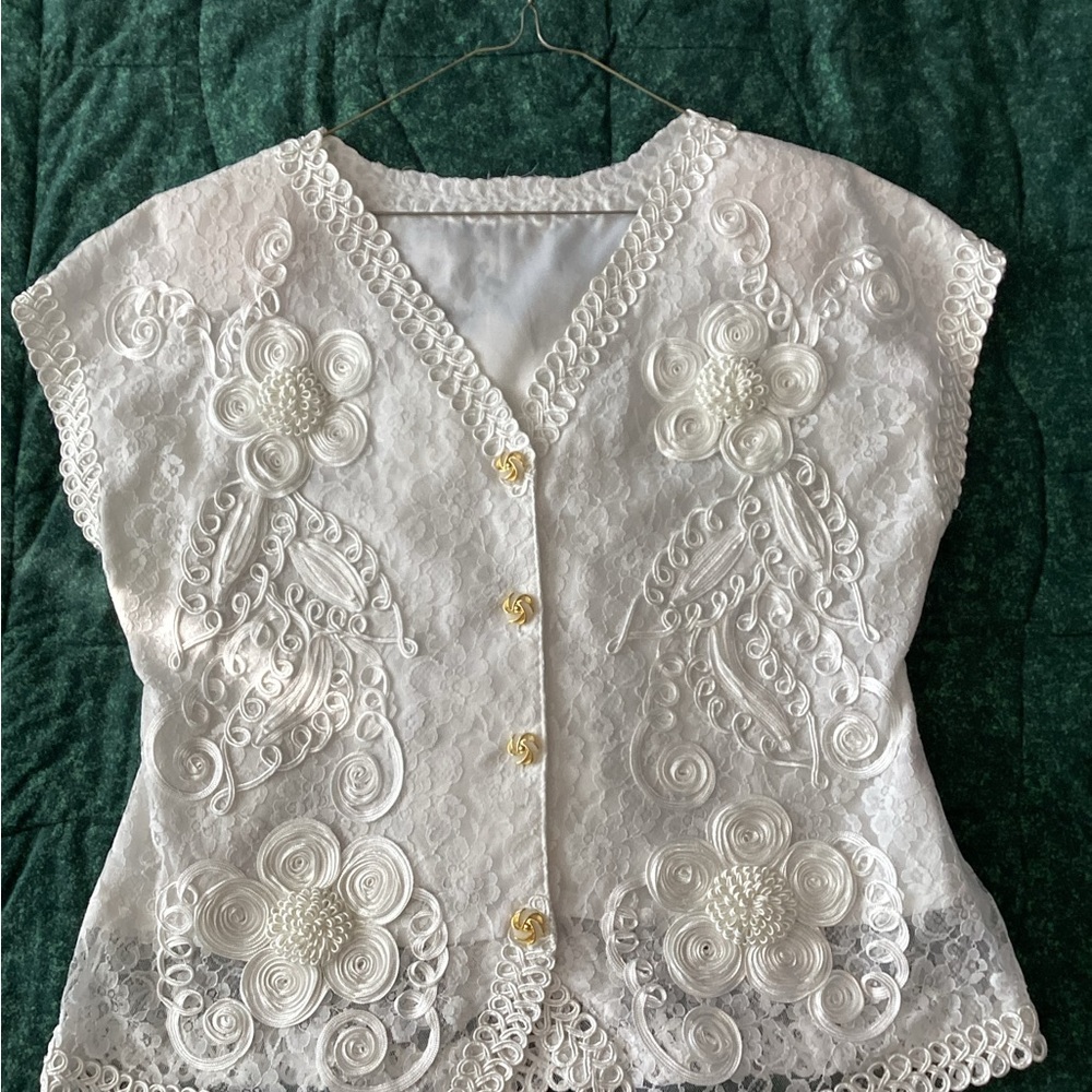 White embroidered vest